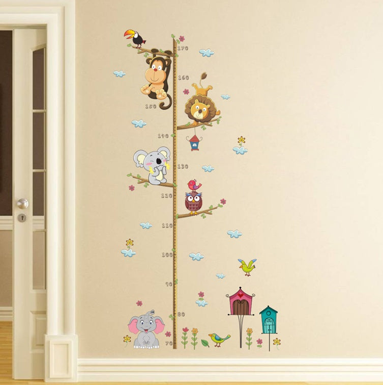 Cartoon Animals Height Measure Wall Sticker Decor Wall Art