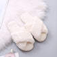 Winter Women Home Slippers With Faux Fur Fashion Warm Shoes Woman Slip On Flats Female Slides Black Plus Size