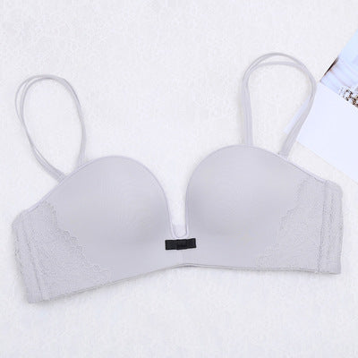 Gathered underwireless bra underwear