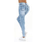 Trousers Jeans For Women Pants Solid White Style Slim Blue