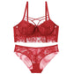 Lingerie Feminine Lace Bra Set With Underwire Bra Christmas Christmas Red 70A 