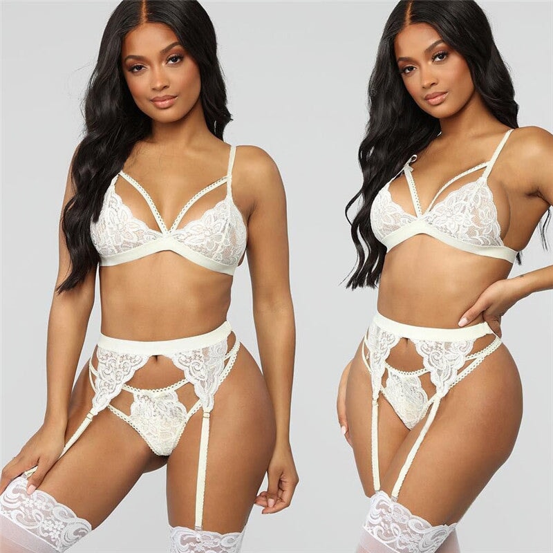 Ladies bra set under Garments Christmas white L 