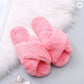 Winter Women Home Slippers With Faux Fur Fashion Warm Shoes Woman Slip On Flats Female Slides Black Plus Size