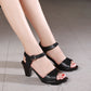 Thick Heel Fish Mouth Middle Heel Sandal Woman