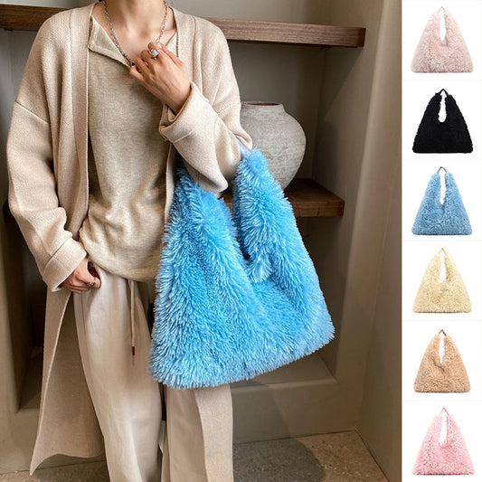 New Autumn And Ainter Plush Handbags Large-capacity Shoulder Armpit Bag Cute Fashion Luxury Designer Tote Bags For Women Trend