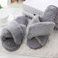 Winter Women Home Slippers With Faux Fur Fashion Warm Shoes Woman Slip On Flats Female Slides Black Plus Size