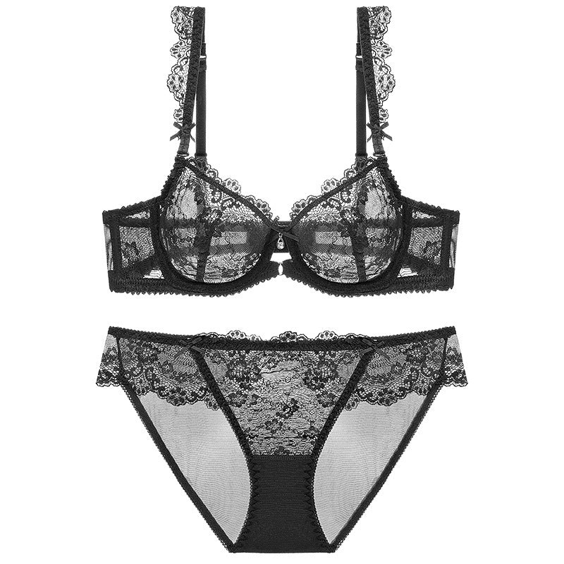 Sheer Lace Bra Spongeless Set