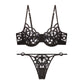 Women's Push Up Bra Ultra-thin Breathable Mesh Embroidery Bra Set