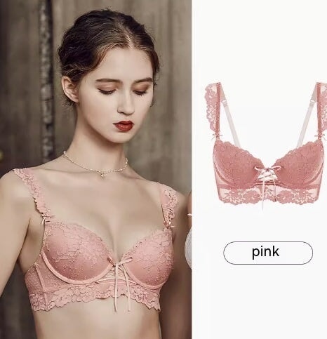 Adjustable Bra French Lace Bra Set Christmas Christmas Pink bra 70A 