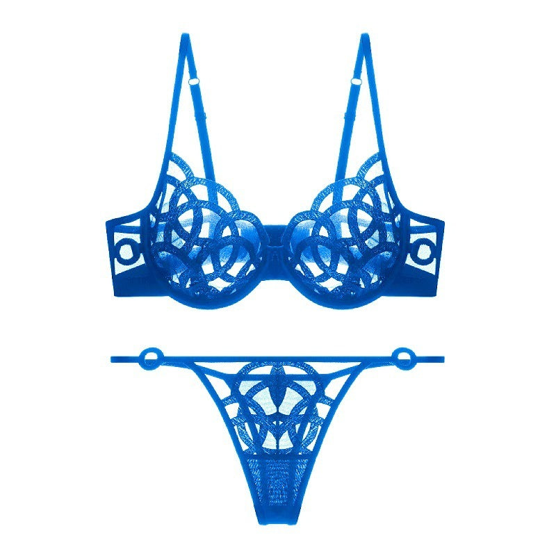 Women's Push Up Bra Ultra-thin Breathable Mesh Embroidery Bra Set