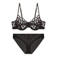 Women's Push Up Bra Ultra-thin Breathable Mesh Embroidery Bra Set