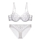 Women's Push Up Bra Ultra-thin Breathable Mesh Embroidery Bra Set