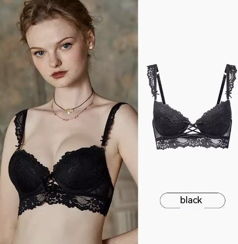 Adjustable Bra French Lace Bra Set Christmas Christmas Black bra 75A 